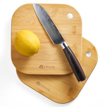 Imagem de Home Mini tábua de corte de frutas pequenas tábua de madeira de bambu maciça para dormitório infantil Conjunto de 2