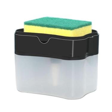 Imagem de Dispensador de detergente líquido para pratos, plástico durável, prensa para economia de esforço, grande capacidade, dispensador de sabão para cozinha, casa, lava-louças, (Preta)