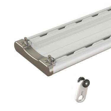 Imagem de Divisória silenciosa para quarto de quarto - Trilho de teto de alumínio ajustável de 100-600 cm, trilho de cortina dupla com fixações completas (branco, 200 cm) para privacidade e gerenciamento de