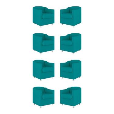Imagem de Kit 08 Poltronas Tilla Consultório Recepção Sala Suede Cor:azul Turquesa
