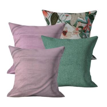 Imagem de Kit 4 Capas de Almofada 45x45cm Decorativas Com Ziper Sala Sofá Cama -