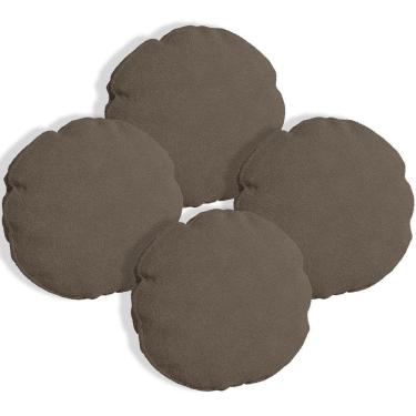 Imagem de Kit 4 Almofadas Bolacha Redonda Cookie Veludo Marrom