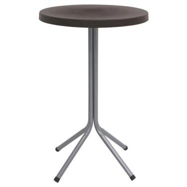 Imagem de Mesa Tramontina Sigma Alta Redonda Em Polipropileno Marrom Com Base Em Aço Carbono