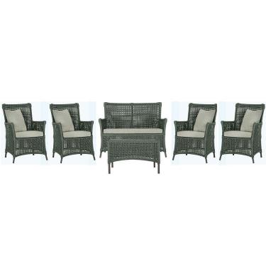 Imagem de Jogo Sofá 4 Poltronas E Mesa Igapó Marrom E3 Trama Original Verde