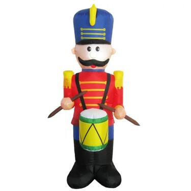 Imagem de Boneco Quebra Nozes Inflavel Natal Natalino Gigante Decoraçao Iluminaçao Loja Comercio Shopping Casa Jardim Enfeite