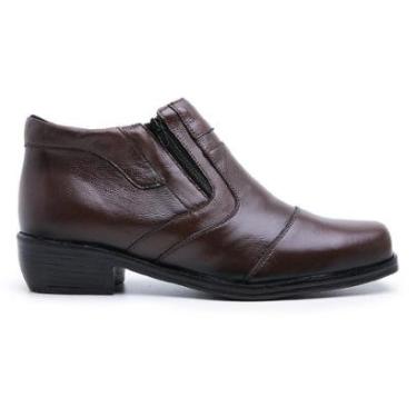 Imagem de Bota Social Masculina Em Couro Legítimo Com Zíper Lateral Cano Curto Bico Quadrado Confortável-Masculino