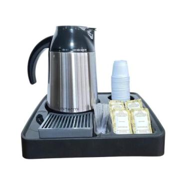 Imagem de Kit Garrafa Térmica Berlim Inox Bandeja Organizadora Servire I Preto U