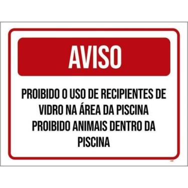 Imagem de Kit 3 Placas Proibido Animais Dentro Da Piscina - Sinalizo