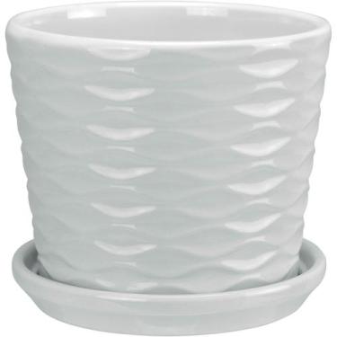Imagem de CACHEPÔ VASO DECORATIVO PLANTA HOME&CO CERÂMICA 12x14x14cm BRANCO