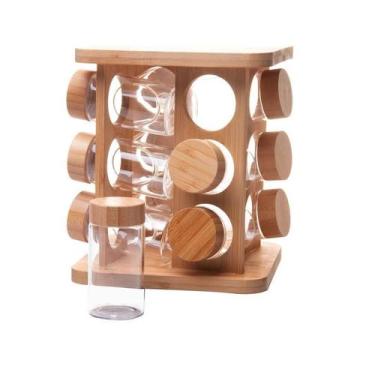 Imagem de Conjunto 12 Potes Com Tampa Hermética E Rack Giratório 120Ml - Wolff