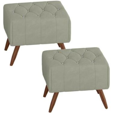 Imagem de Kit 2 Puff Puf Para Sala Pes Madeira Trit Veludo Sl 940 Peer Sl 940 - 