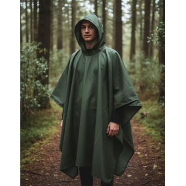 Imagem de Capa de Chuva Reforçada Adulto PVC  Modelo Poncho com Capuz, Leve e Co