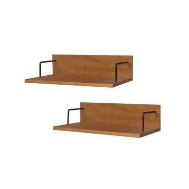 Imagem de Conjunto de Prateleiras de Parede 2 Peças 60 cm Sabor Caseiro - Nozes - Meu Móvel de Ma...