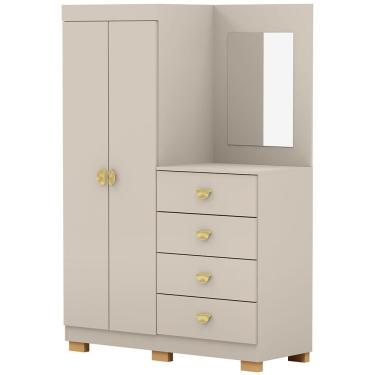 Imagem de Cômoda Para Quarto Com Espelho 2 Portas 4 Gavetas 120cm Tulsa V01 Fendi - Lyam Decor