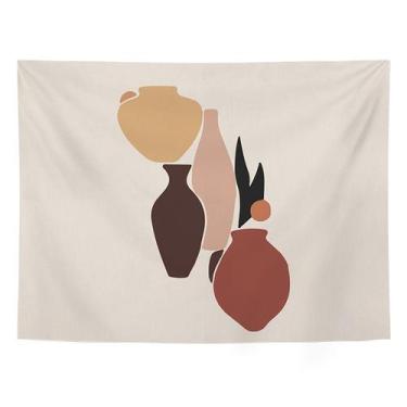 Imagem de Tapeçaria, vaso geométrico abstrato, parede, 150x130cm, microtecido - 