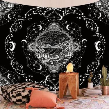 Imagem de Tapeçaria Moon Starry Sky Wall Room Estética 150x130cm - Yiweisai