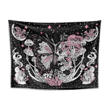 Imagem de Tapeçaria Halloween Skeleton Butterfly 150x130cm, microtecido - yiweis
