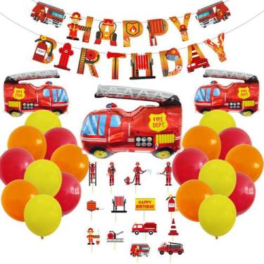 Imagem de Kit de balão, caminhão de combate a incêndio, festa de aniversário, 37