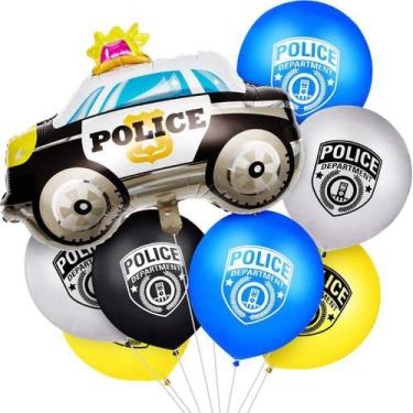 Imagem de Kit de balões de festa, tema policial, 51 unidades de mylar e látex - 