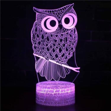 Imagem de Luz noturna LED 3D Owls Birds Color Changing para crianças - Yiweisai