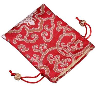 Imagem de Conjunto de sacolas de presente com cordão de brocado vintage para joi