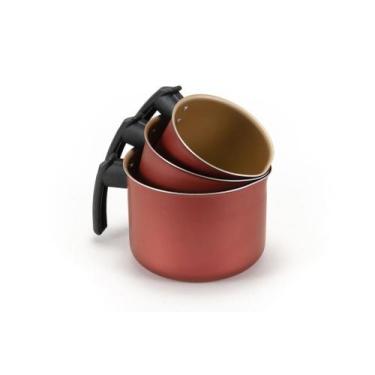 Imagem de Jogo 14/16 Alumínio Antiaderente TEFLON Cereja com Bege - Ideal para á