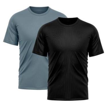 Imagem de Kit 2 Camiseta Masculina Dry Proteção Solar UV Básica Lisa Treino Academia Camisa Camisetas-Masculino