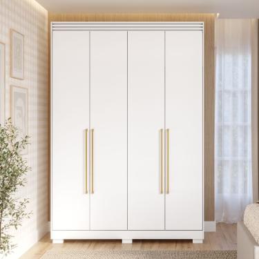 Imagem de Guarda Roupa Solteiro 4 Portas com Pés em MDF Júlia Panan Móveis - Branco