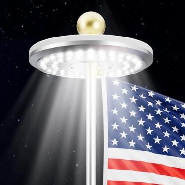 Imagem de Hoop Pro – Luz de poste de bandeira solar, luz de LED 26, energia verde ativa automática, super brilhante, duradouro, circuito elétrico atualizado, cobertura total da bandeira com luz de fundo o dia todo (branca)