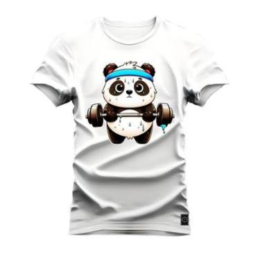 Imagem de Camiseta Plus Size Algodão Estampada Confortável Panda Fitness-Unissex