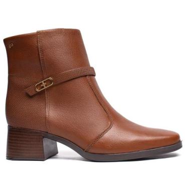 Imagem de Bota Feminina Pegada Cano Curto Couro Marrom, Marrom, 38