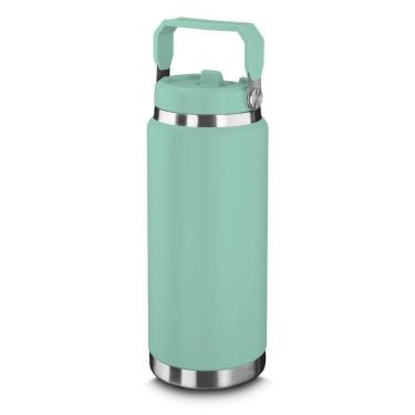 Imagem de Garrafa Térmica Parede Dupla Em Aço Inox Verde 900ml Com Alça