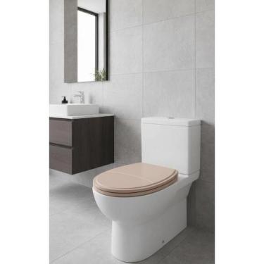 Imagem de Assento Vaso Sanitário Almofadado Oval Bege Slim Universal - Congratul