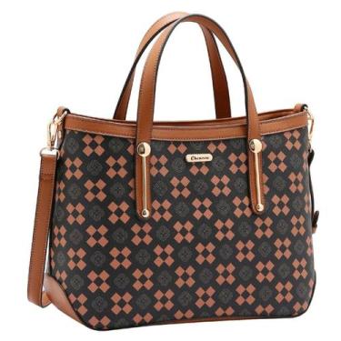 Imagem de Bolsa Chenson Feminina Satchel Monograma Mão e Ombro 3485294 Cor:Café,