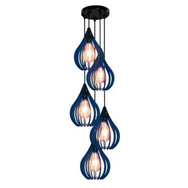 Imagem de Luminária Teto Lustre Pendente Balcão Cozinha Sala 5 Chile Cor:azul - 