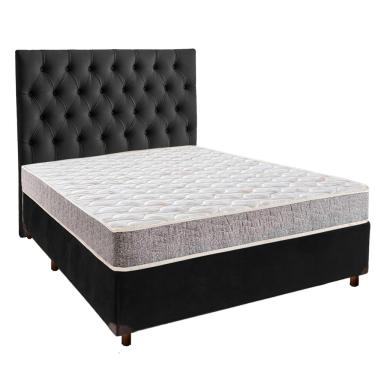 Imagem de Cama Box Casal + Colchão D23 Inducol + Cabeceira Preto