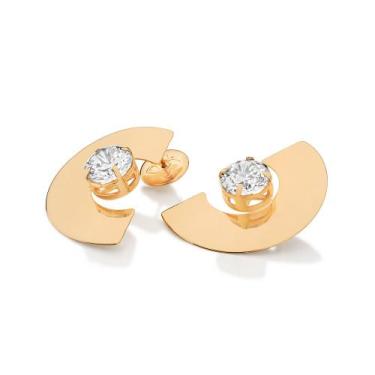 Imagem de Maxi Brinco Circulo Banhado a Ouro Zircônia Rommanel 527623 Cor:Dourad