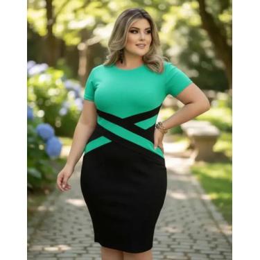 Imagem de Vestido Plus Size Detalhe em X Moda Feminina Evangélica - Miss FLOWER,