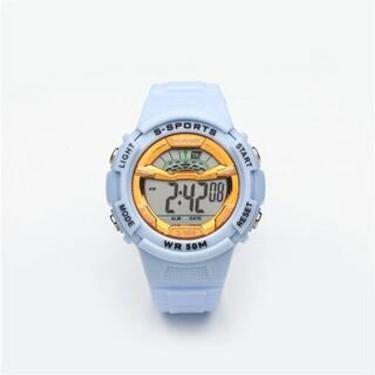 Imagem de Relógio Digital Esportivo Shunway S-506 Azul Claro, Dourado, - Tudo em Caixa