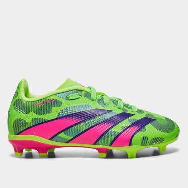 Imagem de Chuteira Campo Infantil Adidas Predator Acad Low, Verde, Rosa, 27