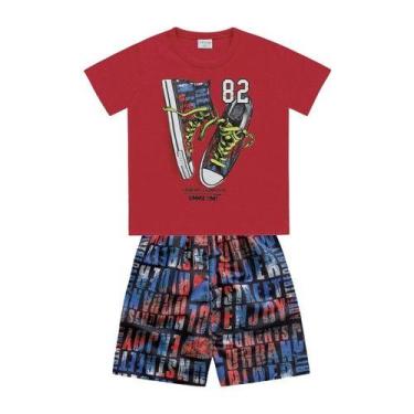 Imagem de Conjunto Roupa Infantil Masculina Camiseta Manga Curta Com Bermuda For
