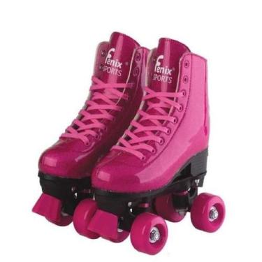 Imagem de Patins Ajustável - Roller Skate Rosa Glitter Tamanho 31-34 da Fenix Re