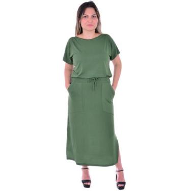 Imagem de Saia Midi e Blusa Canoa, Conjunto Saia e Blusa - Viço, Verde, M