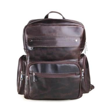Imagem de Mochila de Couro Executiva Impermeável Masculino Rafarillo, Café