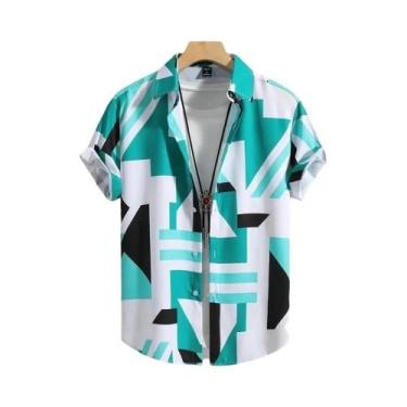 Imagem de Camisas Havaianas Masculinas De Manga Curta Com Estampa 3D Em Patchwor