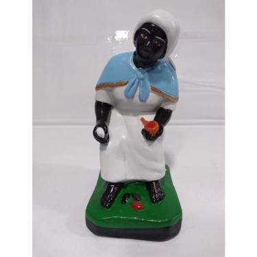 Imagem de Imagem Preta Velha Almas Chale Azul Escultura Gesso 20 Cm - Lua Mistic