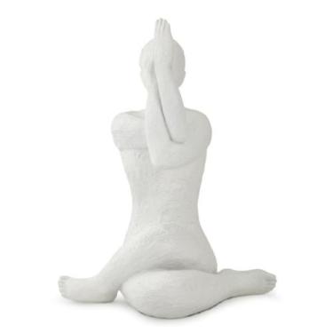 Imagem de Escultura Decorativa Yoga Braços Cruzados Branca em Poliresina 30x24x1