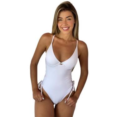 Imagem de Maio Com Aro e Bojo Trançado Nas Laterais - MF FASHION, Branco, G
