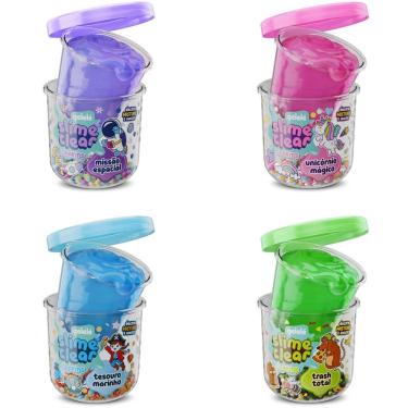 Imagem de Kit Slime Infantil Clear Charms Unicórnio Espacial Trash Marinho com Enfeites Temáticos Gelelé