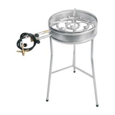 Imagem de Fogareiro Tripé Fogareiro com Borda 34CM 2 X 1 Tripé 60CM Ideal para Camping e Áreas Externas Papaléguas